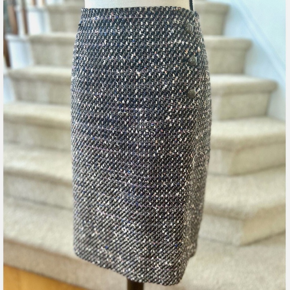 Talbots woman’s sz 14 Black Sparkle & Purple Tweed Boucle Skirt lined pencil